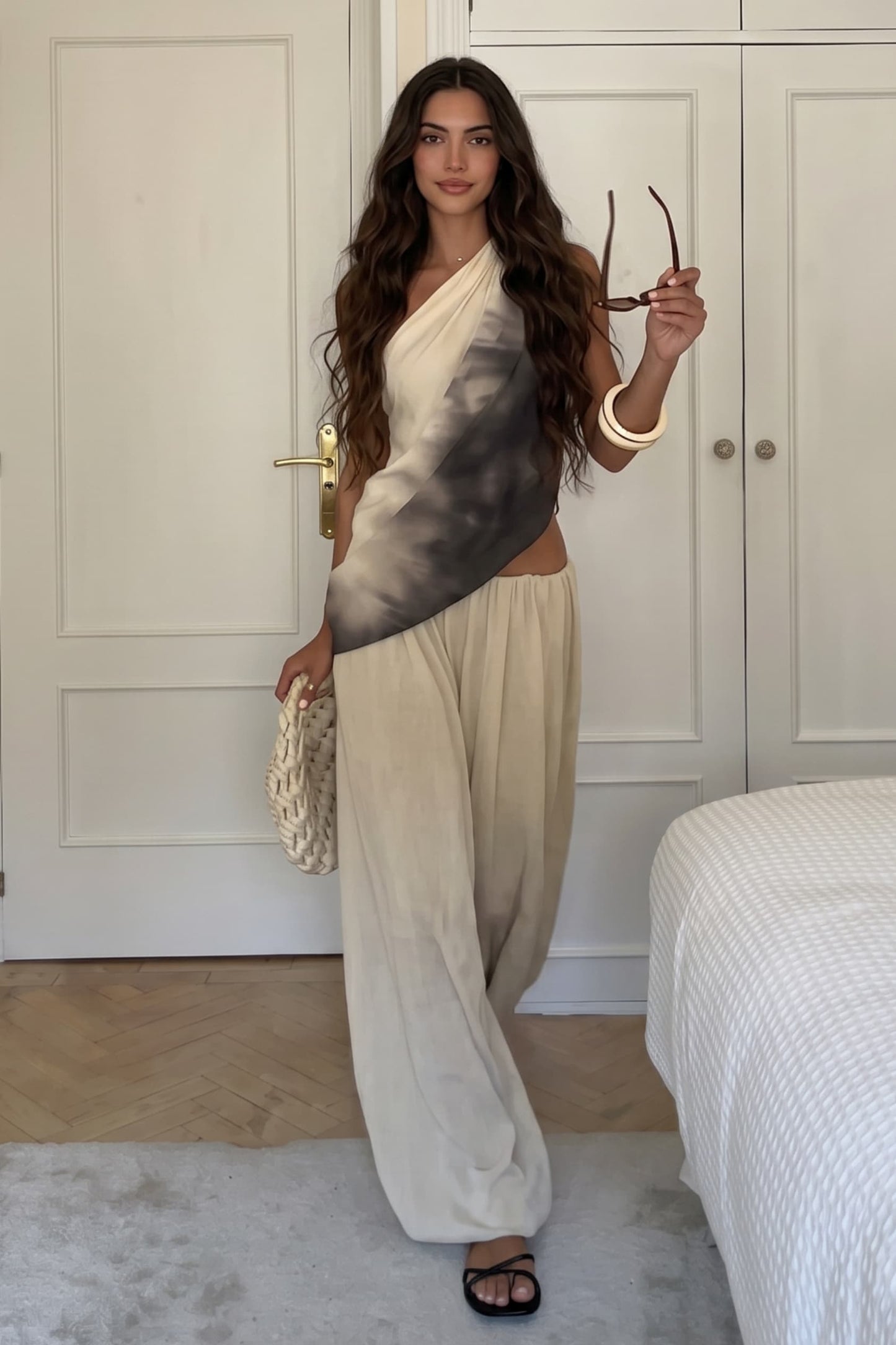 Off-Shoulder Gedrukte Top En Bloemrok Set
