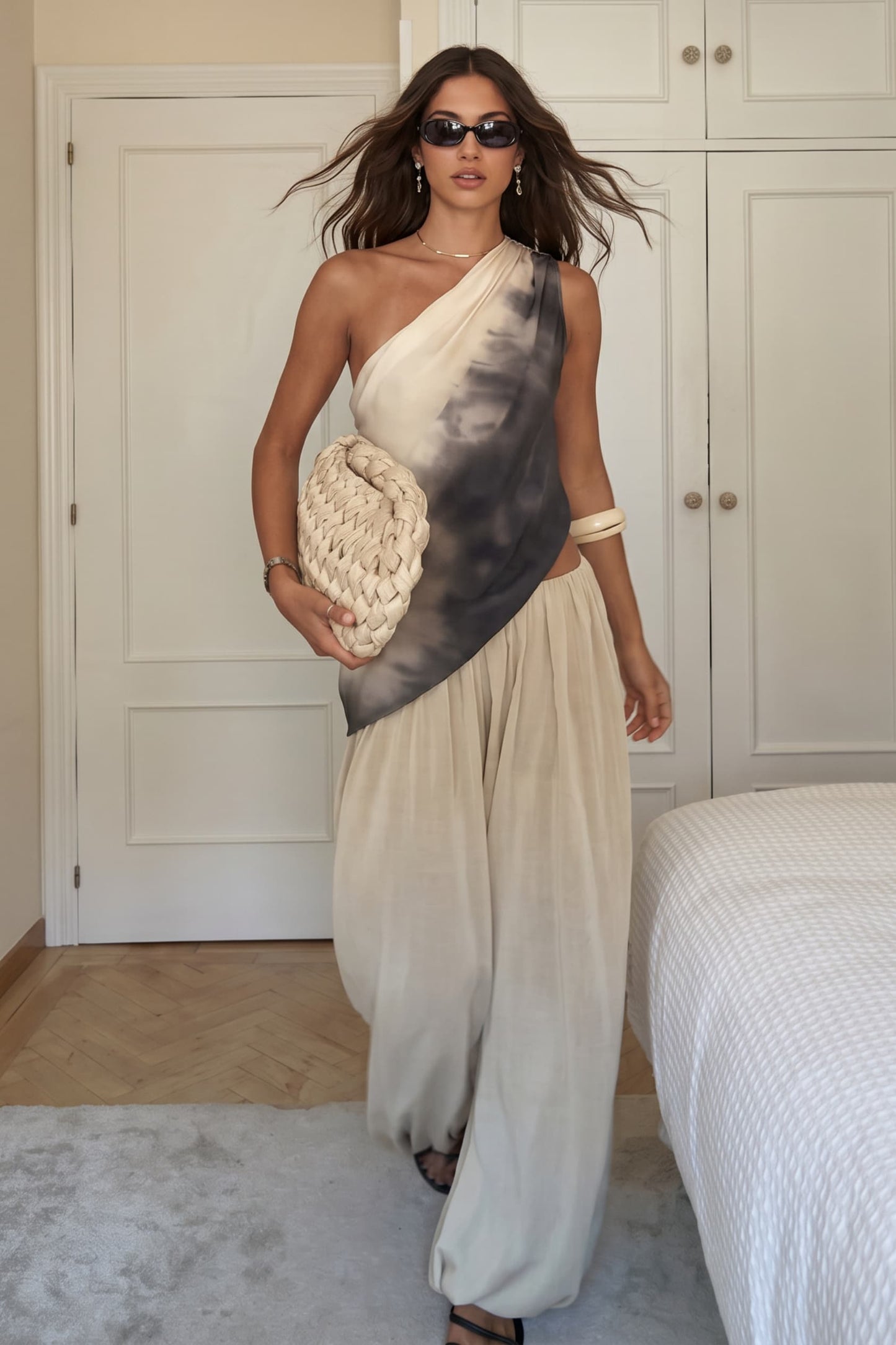 Off-Shoulder Gedrukte Top En Bloemrok Set