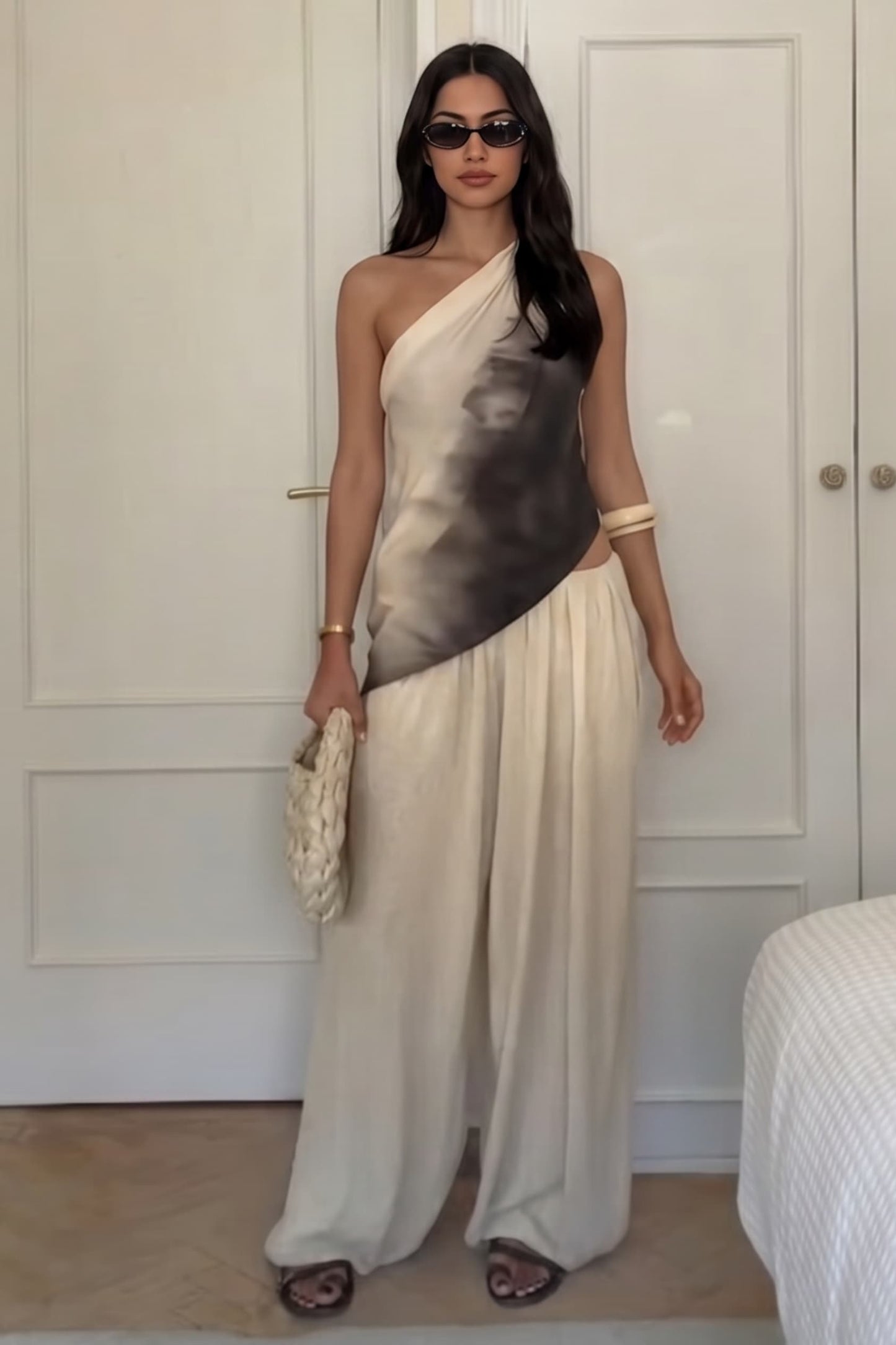 Off-Shoulder Gedrukte Top En Bloemrok Set