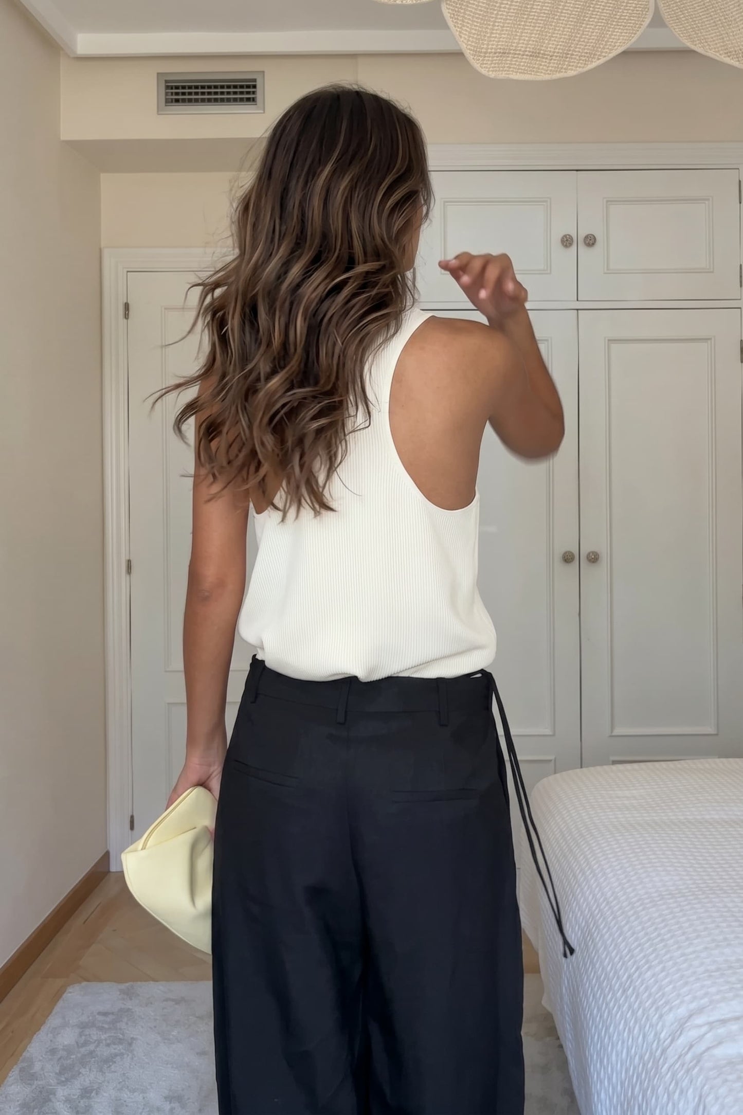 Minimalistische Vest En Wijde Pantalon Set