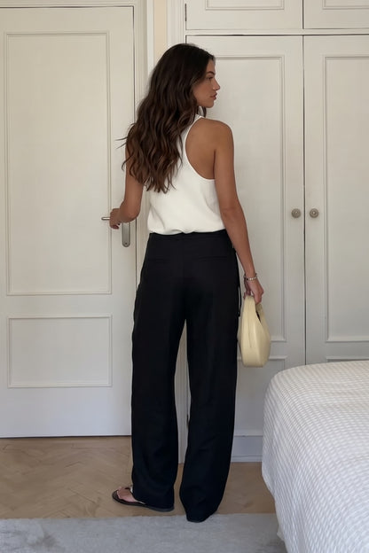 Minimalistische Vest En Wijde Pantalon Set