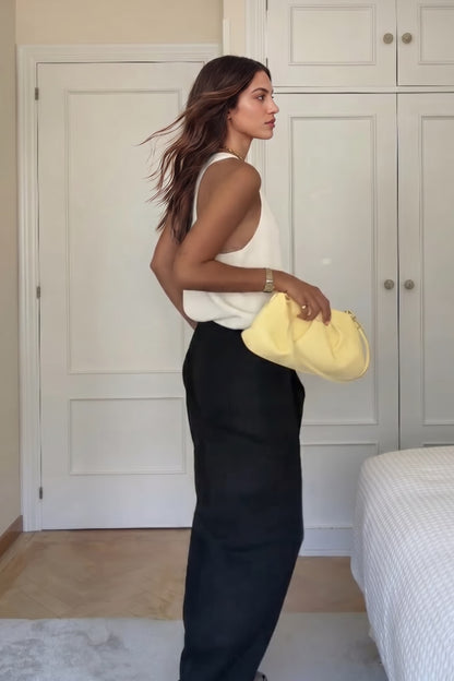 Minimalistische Vest En Wijde Pantalon Set