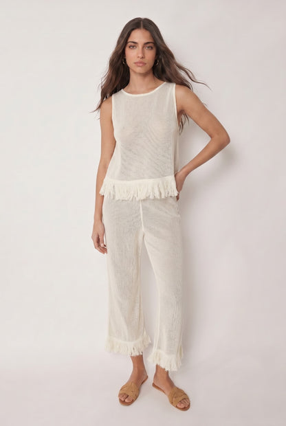 Mesh Tassel Top en Wijde Broek Set