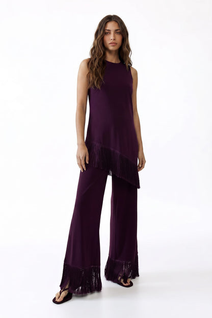 Tassel Ontwerp Top En Wijd Pantalon Set