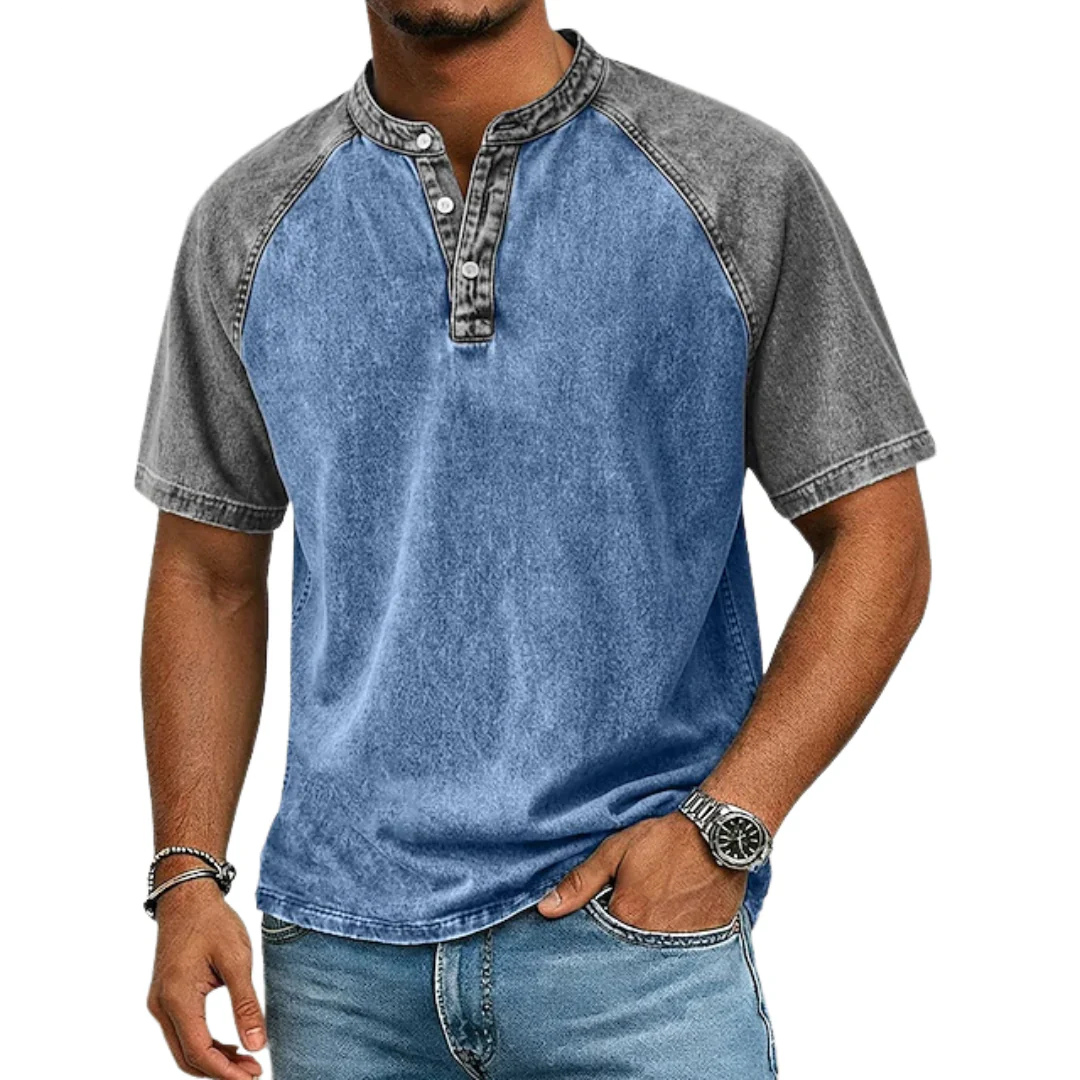 Paul | Vintage tweekleurig Henley-shirt