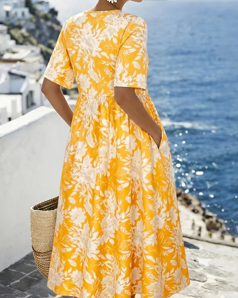 Irene | Midi Boho Jurk met Kust Inspiratie