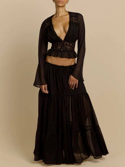 Bohemian Kant Invoegen Shirt En Rok Set