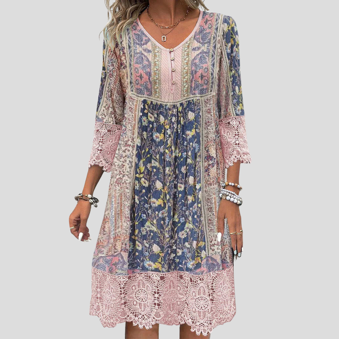 Orla™ – Boho-Chic Gemusterd Jurk