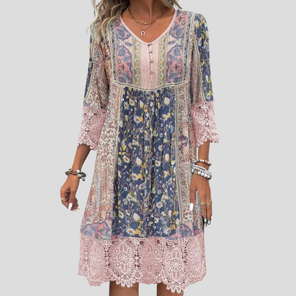 Orla™ – Boho-Chic Gemusterd Jurk