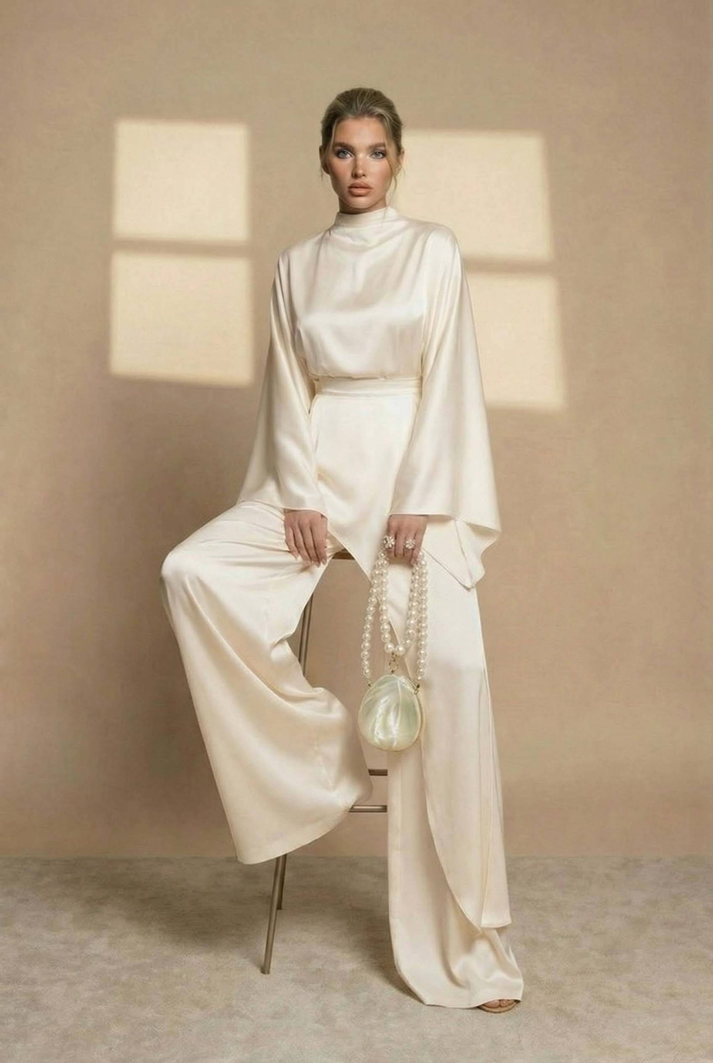 Onregelmatige Shirt En Wijde Pantalon Set