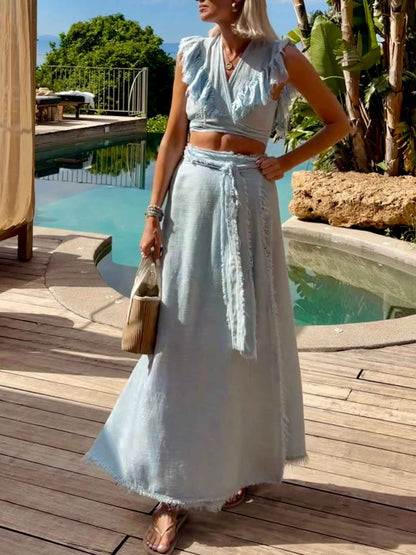 Casual Wrap Top & Rok Twee-delige Set