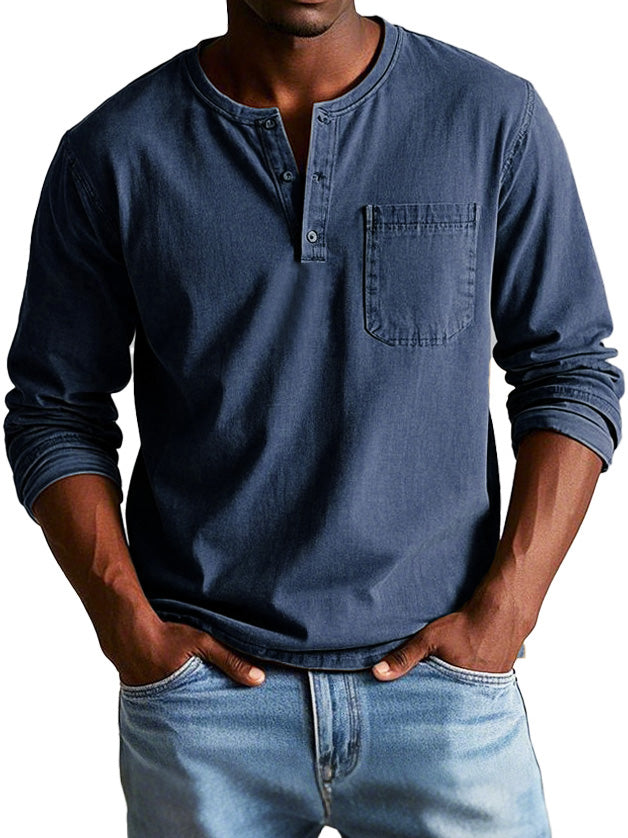 Ronald | Tijdloos shirt met lange mouwen en Henley-hals