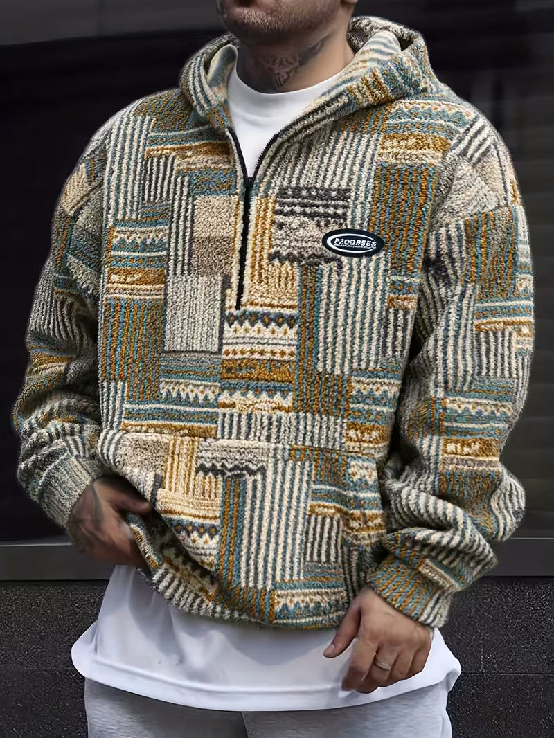 Silvain - Hoodie met capuchon en rits, bedrukt