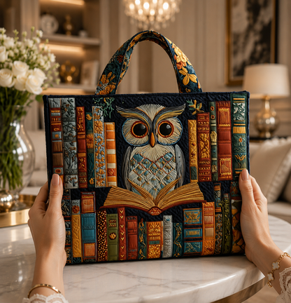 Tyliana - Doorgestikte totebag met geborduurde uil “Biblioteca”