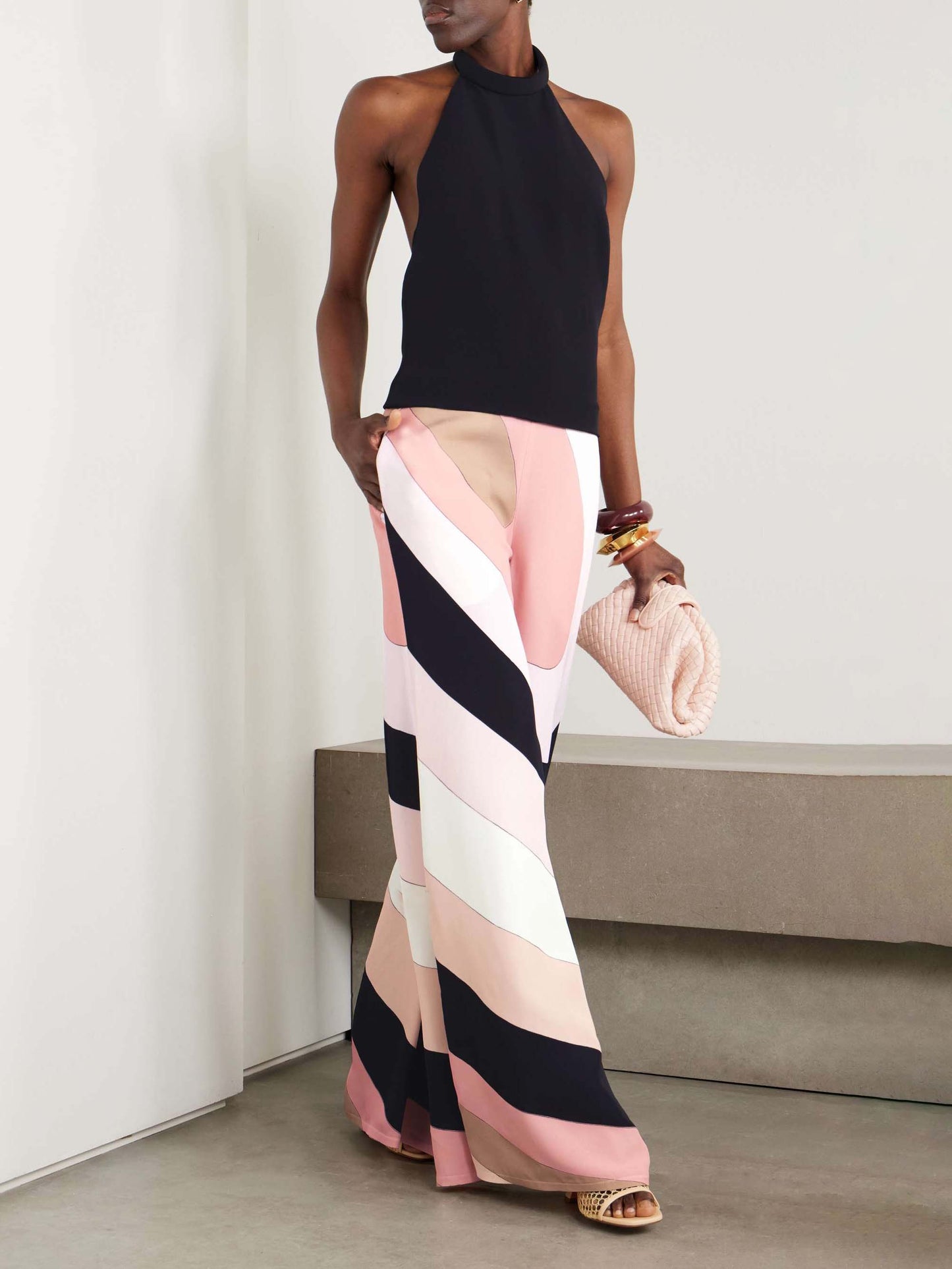Elegante Gestreepte Halter Jumpsuit