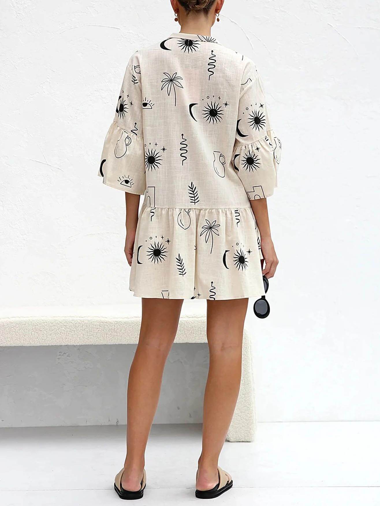 Etnische Stijl Losse Shirt Korte Jurk