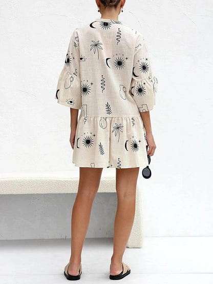 Etnische Stijl Losse Shirt Korte Jurk
