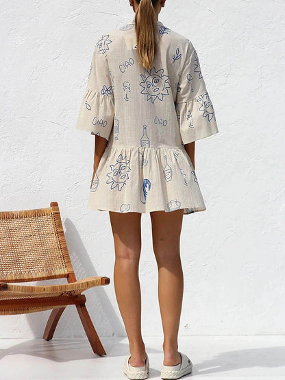 Etnische Stijl Losse Shirt Korte Jurk