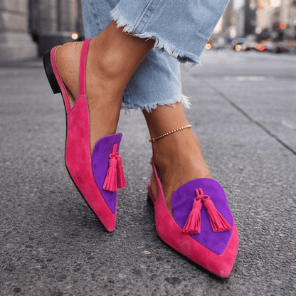 Nexoria - Elegante Bicolor-Damesmules met trendy Bommels