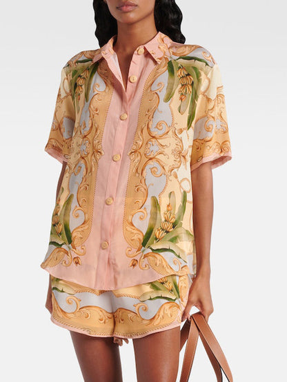 Retro Botanische Kaleidoscoop Print Twee-Delige Set
