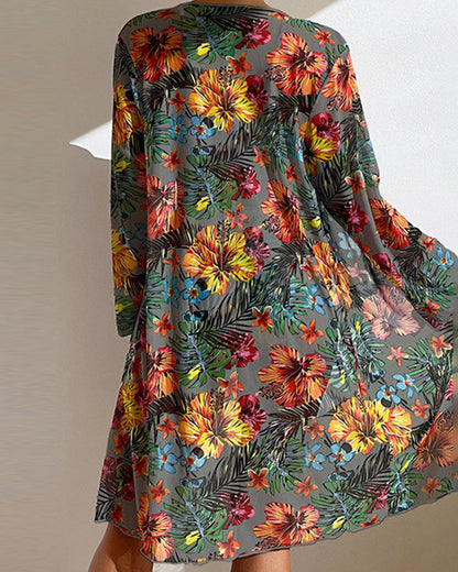 Tropische 3-delige bikiniset met kimono