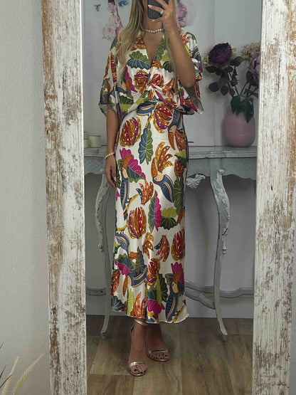 Retro Jungle Palm Leaf Satijnen Print Rok