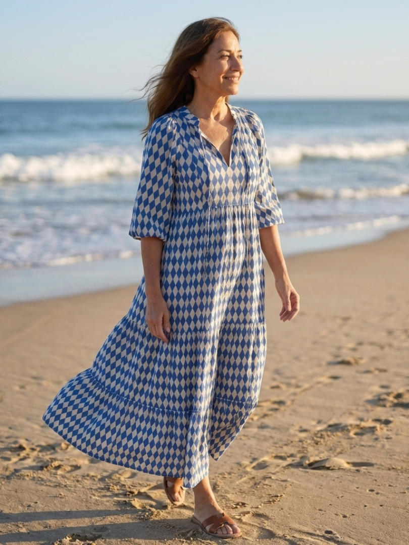 Elodie | Jurk met diamantpatroon en lagenrok