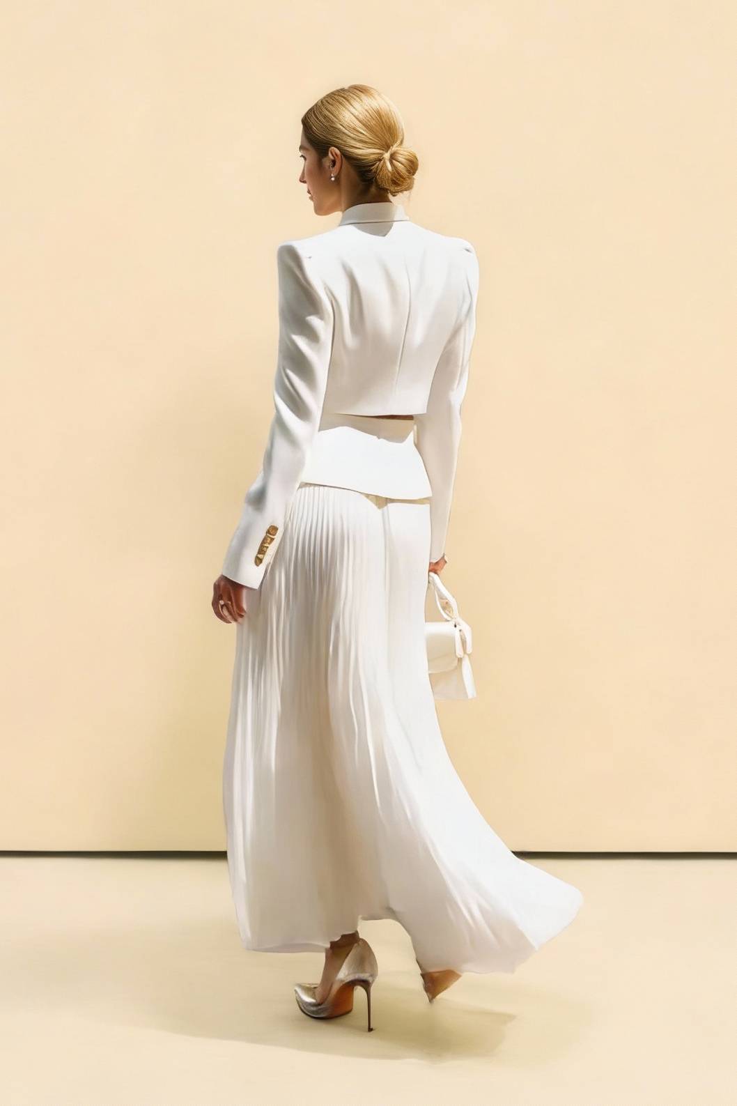 Korte Blazer Top En Plissé Rok Set