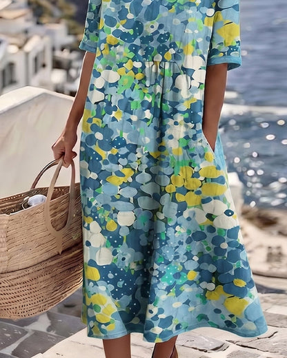 Vittoria | Elegante Midi Jurk met Bloemen voor de Zomer
