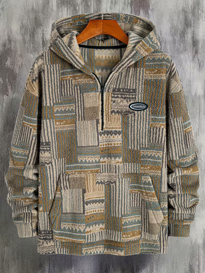 Silvain - Hoodie met capuchon en rits, bedrukt