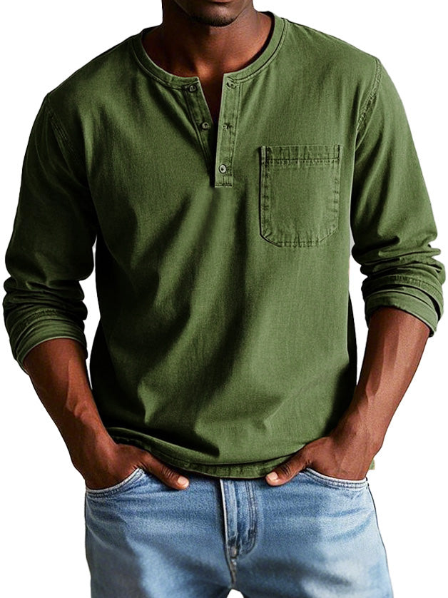 Ronald | Tijdloos shirt met lange mouwen en Henley-hals