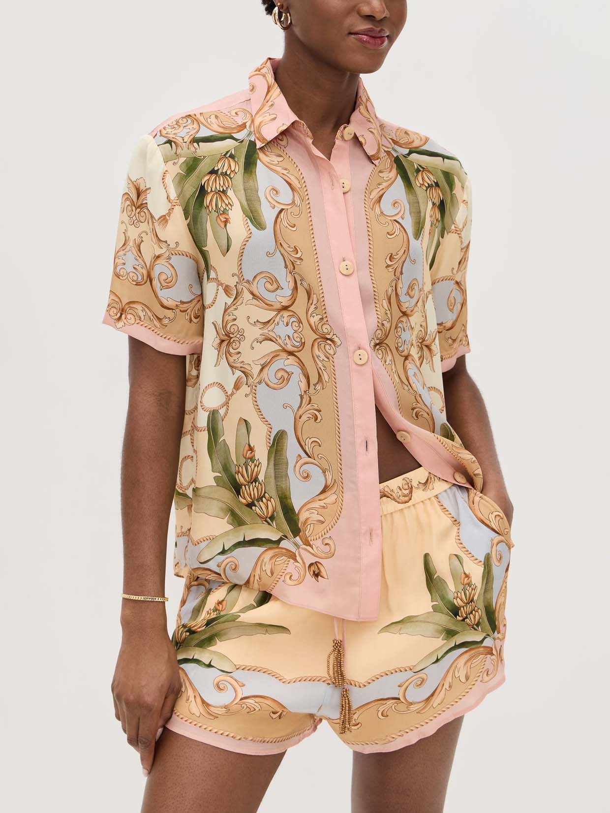 Retro Botanische Kaleidoscoop Print Twee-Delige Set