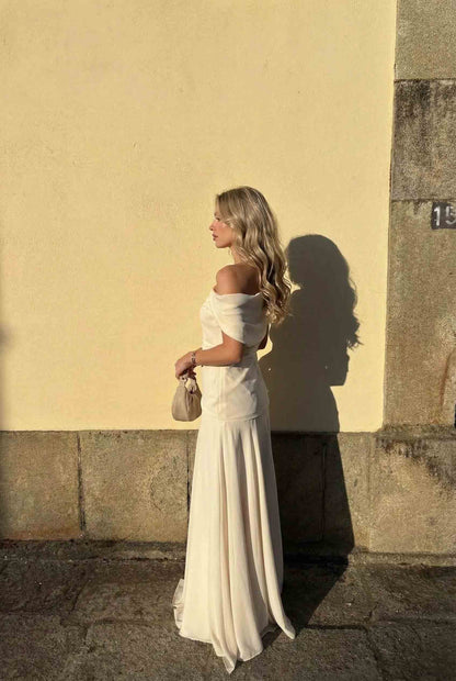 Off-shoulder Top En Fishtail Rok Set
