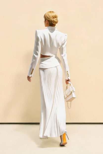 Korte Blazer Top En Plissé Rok Set