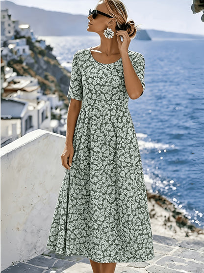 Roberta | Elegante Midi Jurk met Bloemen