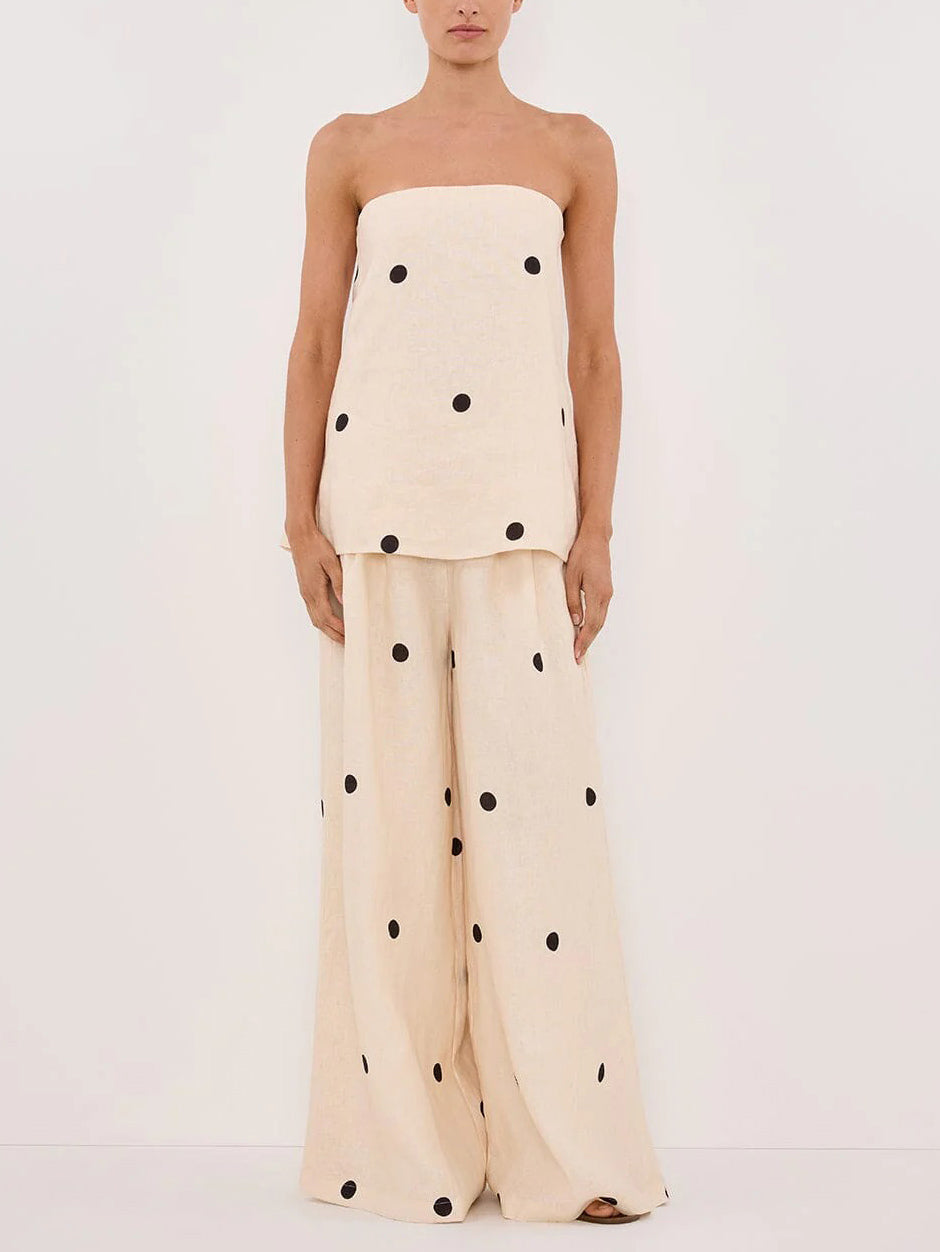 Klassieke Polka Dot Off-Shoulder Tanktop & Losse Wijde Broek Set