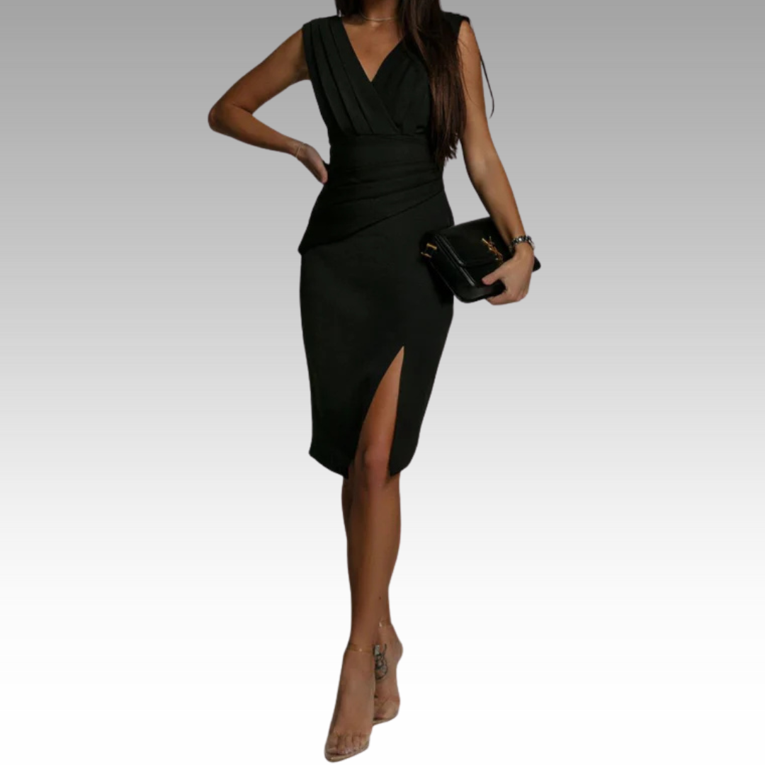 Regalia™ – Elegante, figuuraccentuerende jurk met V-hals en split