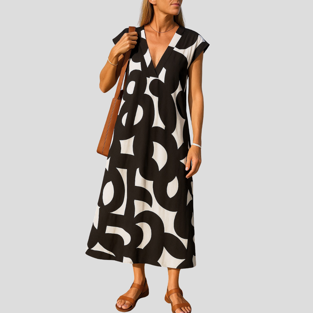 Azura™ – Ibiza Stijl Comfortabele en Vloeiende Jurk met V-Hals