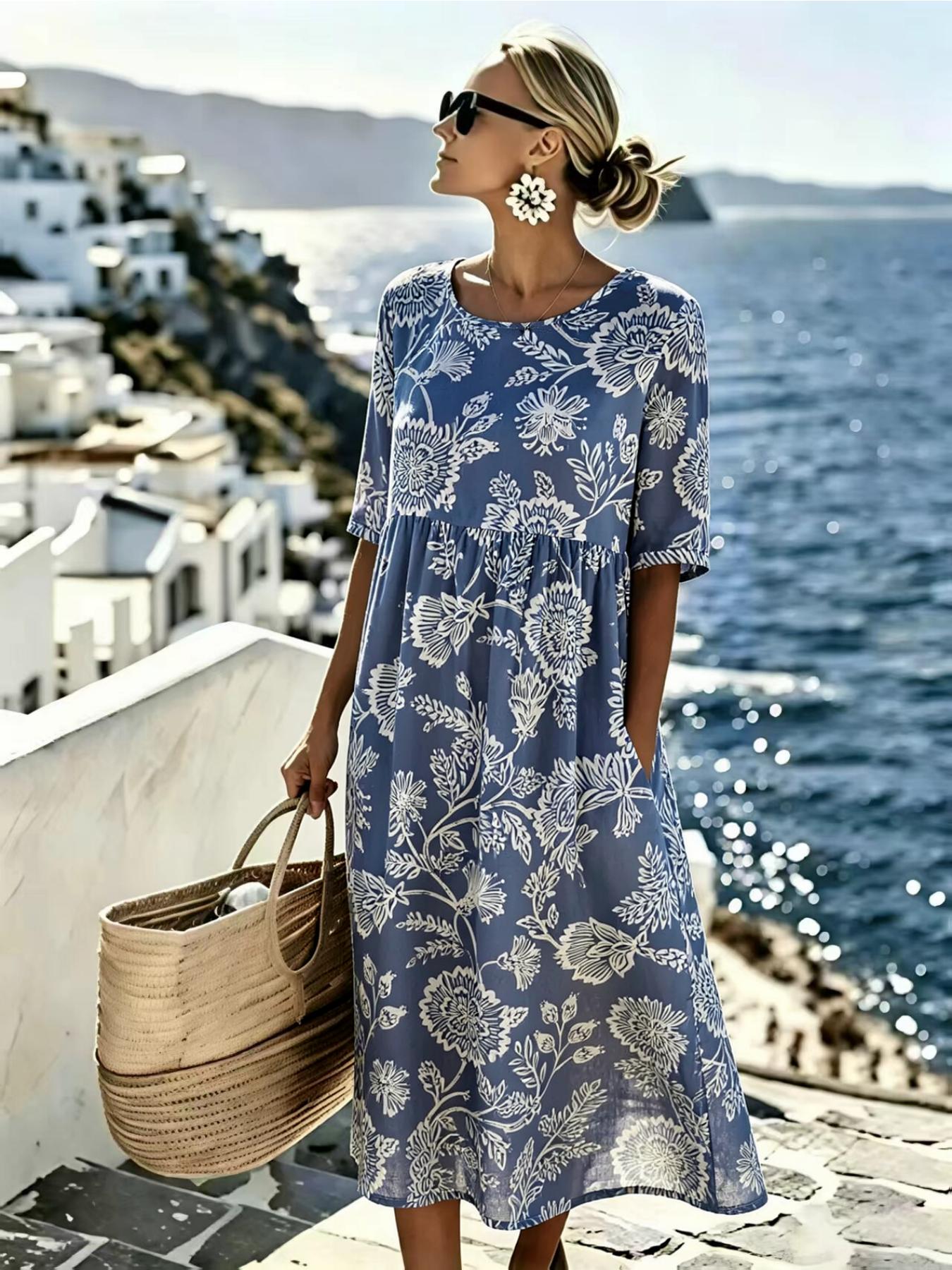 Melissa | Elegante Midi Jurk met Bloemen voor de Zomer