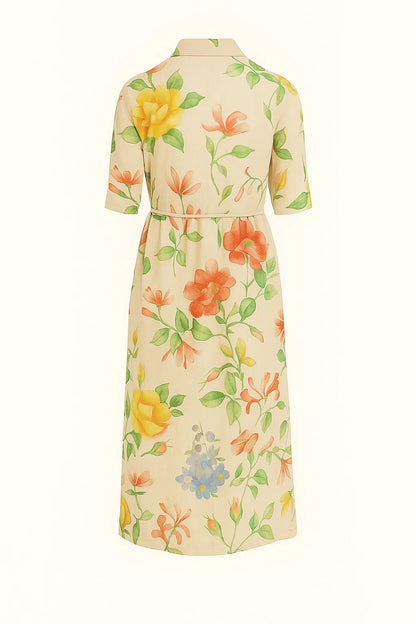 Ayesha - Midi-jurk met bloemenprint en vetersluiting