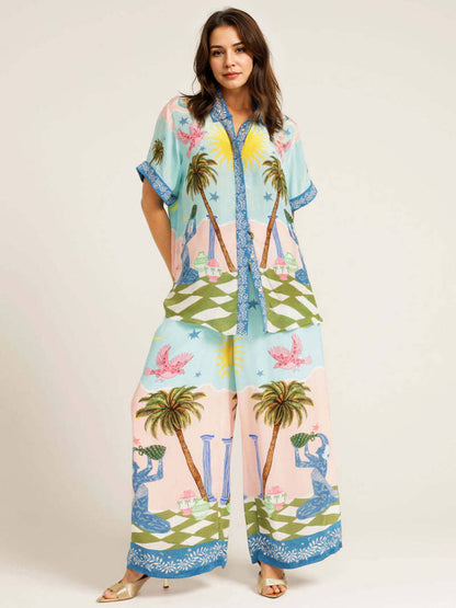 Casual Palmboomprint Korte Mouwen Shirt