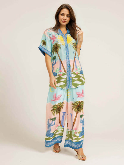 Casual Palmboomprint Korte Mouwen Shirt