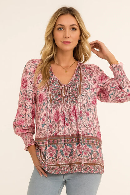 Bloemenstrik Voor Shirt - Lantaarnmouwen Ontwerp & Relaxed Fit