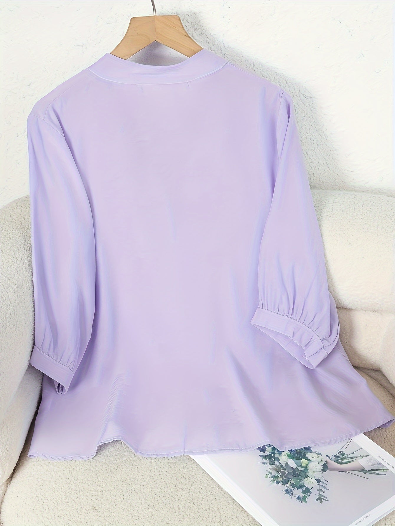 Bloemmotief Blouse - Knop Voorontwerp & Staande Kraag