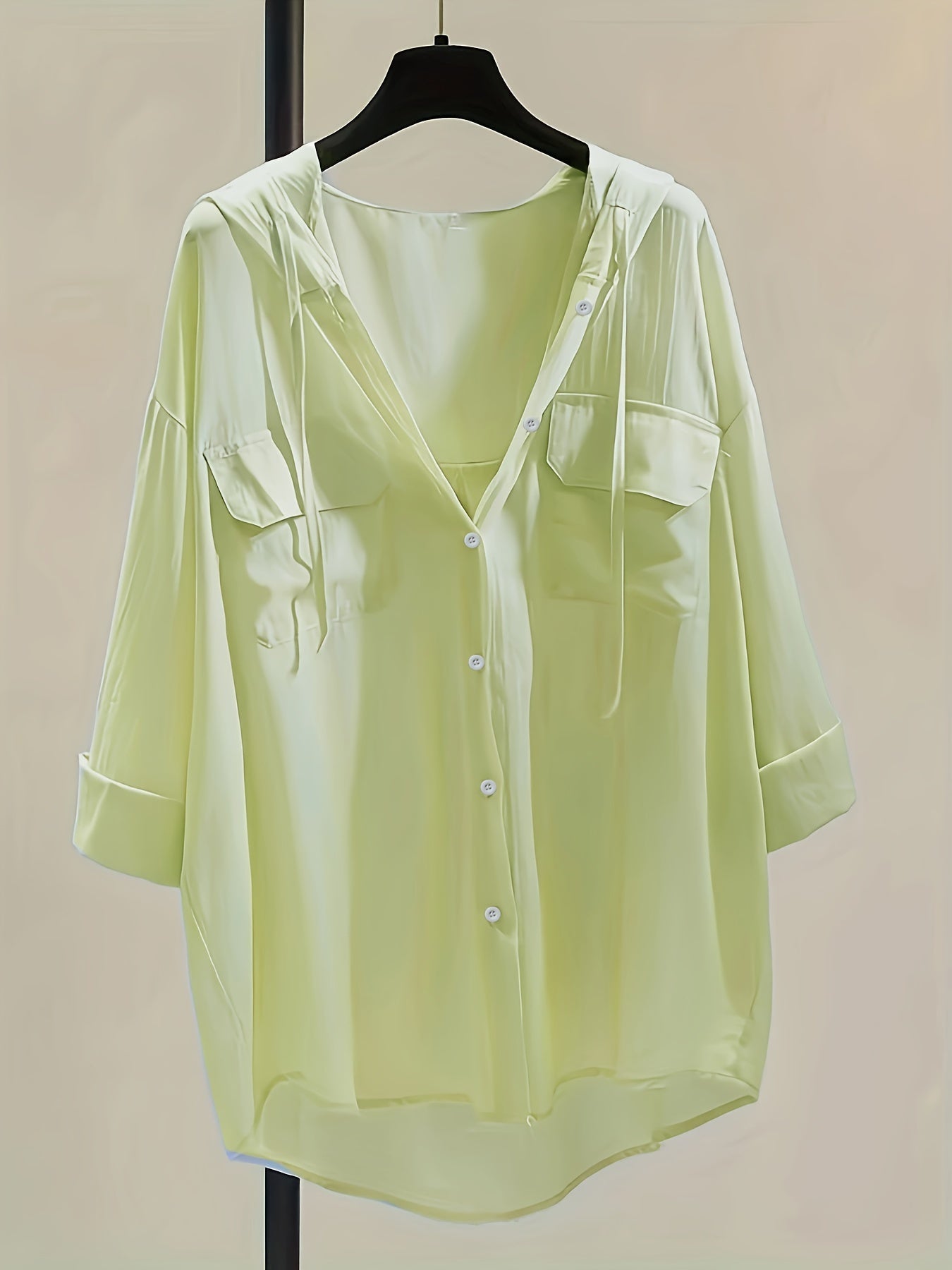 Button-Down Hoodie Blouse - Koord Detail & Comfortabele Pasvorm