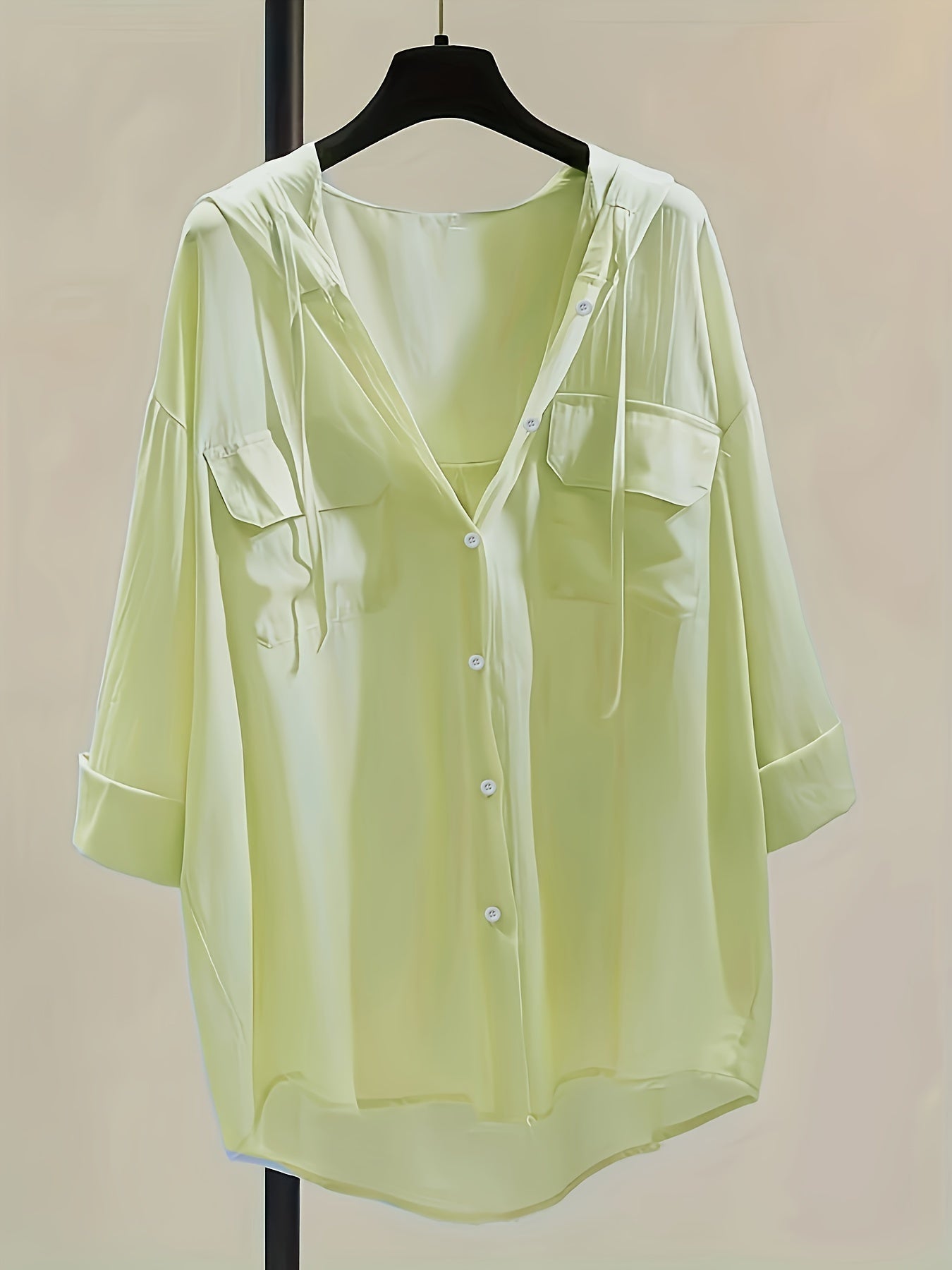 Button-Down Hoodie Blouse - Koord Detail & Comfortabele Pasvorm