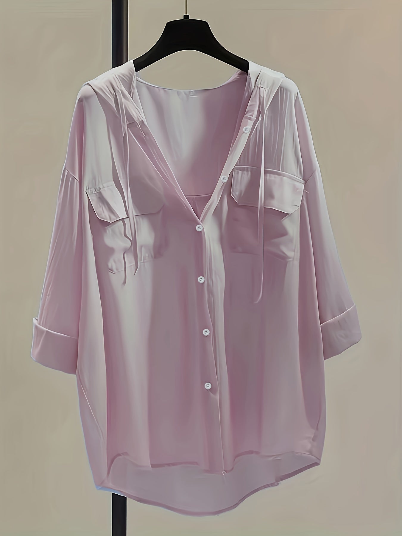 Button-Down Hoodie Blouse - Koord Detail & Comfortabele Pasvorm