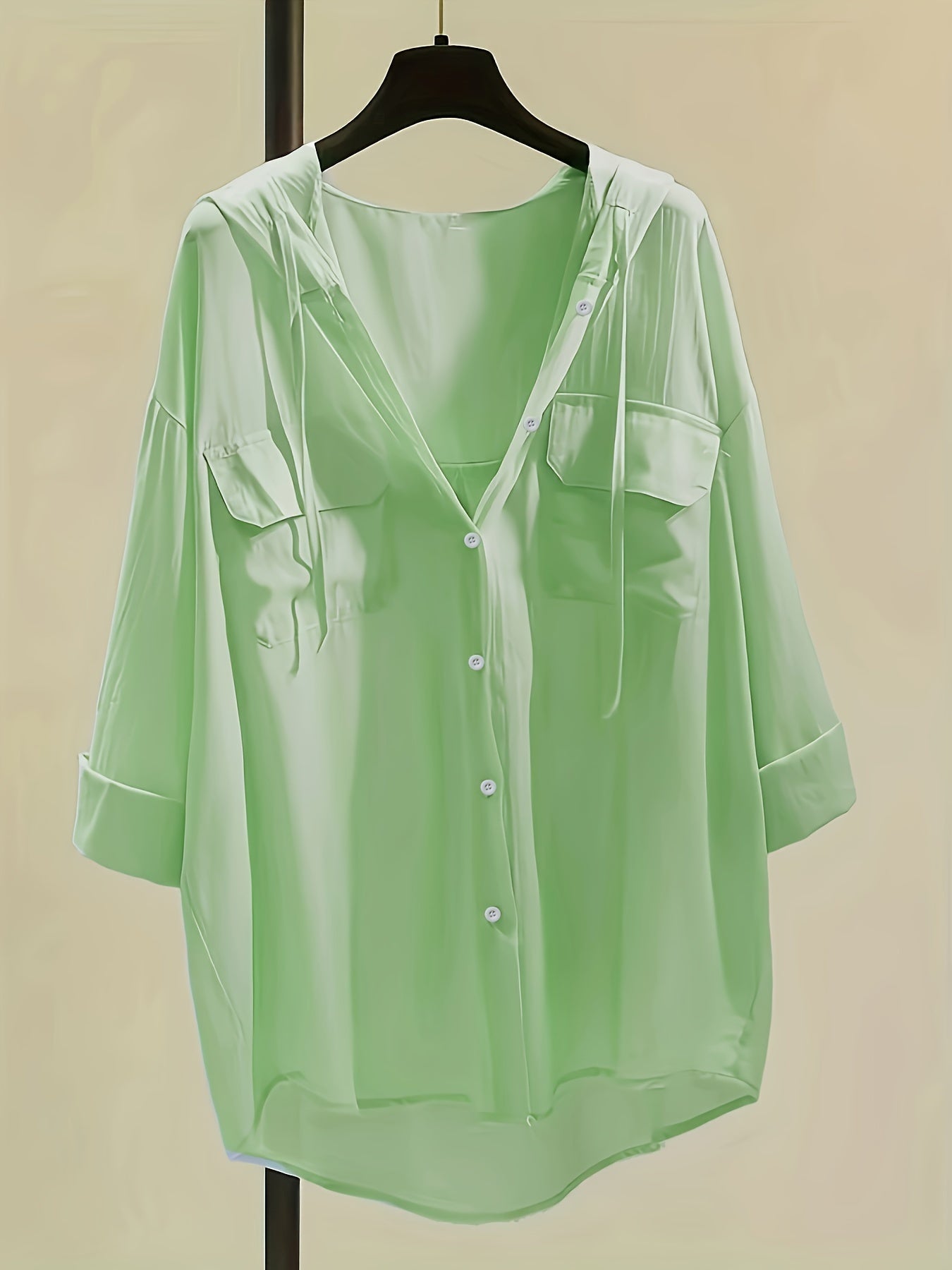 Button-Down Hoodie Blouse - Koord Detail & Comfortabele Pasvorm