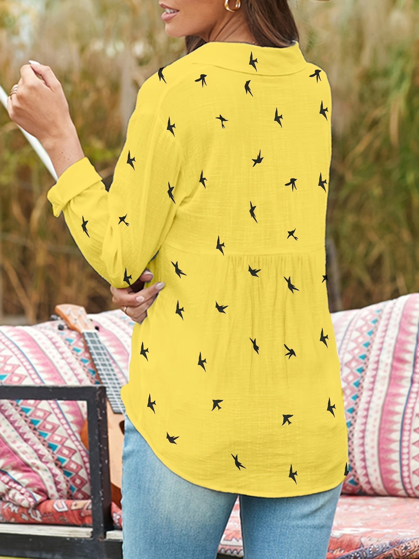 Button Front Shirt - Gedrukt Ontwerp & Knopsluiting