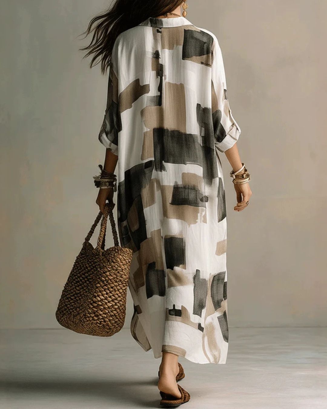 Beatrice™ | Lang overhemd met artistieke print